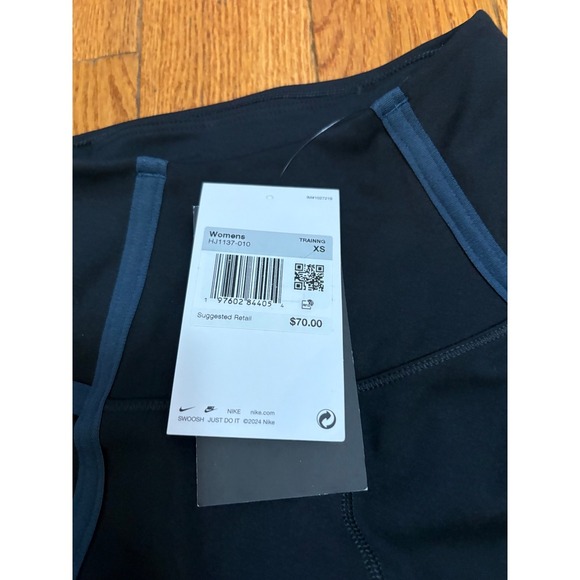 New Nike One Dri-FIT Training Leggings XS Women's Black Teal Athletic Pants - Picture 6 of 14